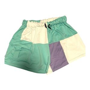 Womens shorts with pocket. Color blocked shorts with waist band